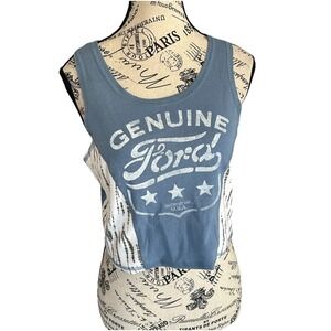 Ford Tank Top Crop Blue White Sleeveless Officially Licensed Product Womens L